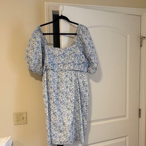 Arula Paiyton Pleated Blue Floral Dress